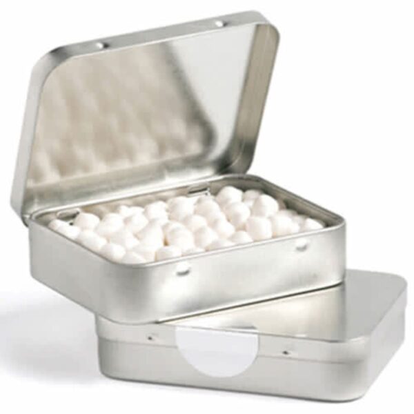 Chewy Mints in a Silver Branded Tin
