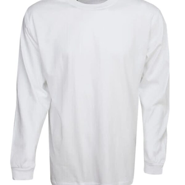 Pre-shrunk Cotton White Tee Long Sleeve