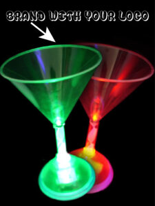 Light Up Flashing Branded Martini Glass