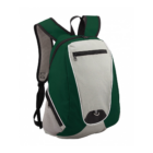 Custom Student Backpack: Green, white, black accents, multiple pockets.