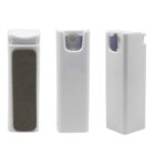 one with a textured strip on the front.||Three white rectangular spray bottles