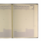 An open Cumberland Fast Printed Custom Diary showing June 2, 2017, with hourly slots and notes.