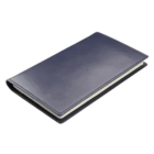 An Event Branded 16 Month Diary in dark blue leather rests on a white background.