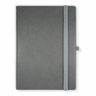 Fast Customised A5 gray notebook with elastic band and right-side pen loop.