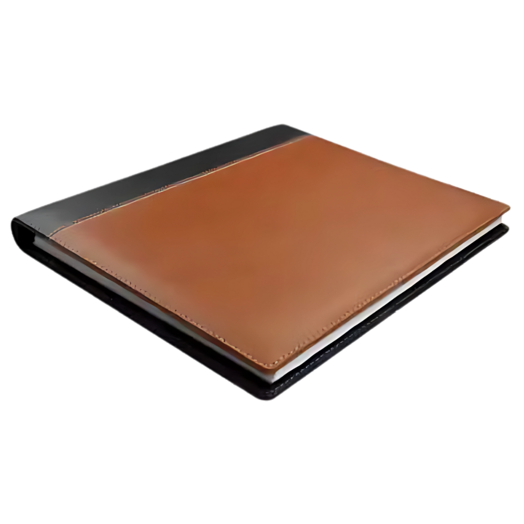 A closed Faux Leather Colchester Diaries folder, brown/black, on a white background.
