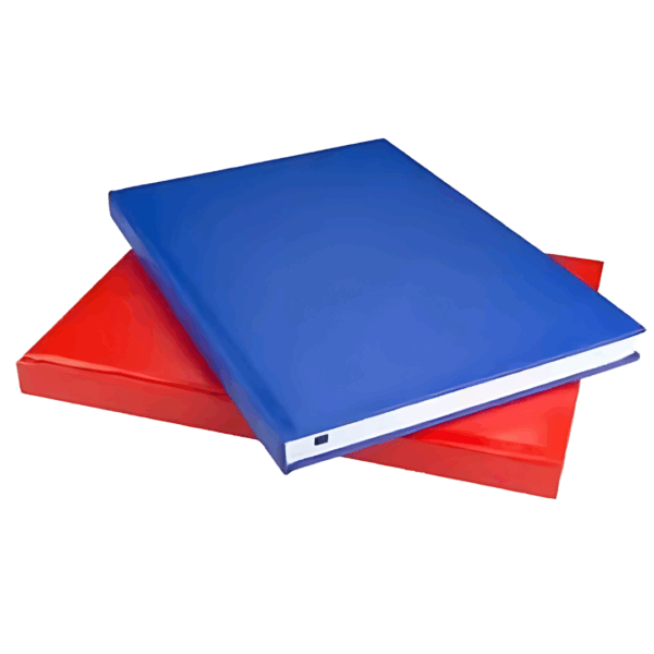 Two closed books, including a Lumina A4 Personalised Diary, stacked on a white background.