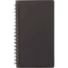 Pocket Notebooks Logo Decorated: closed, black, spiral-bound, front view.