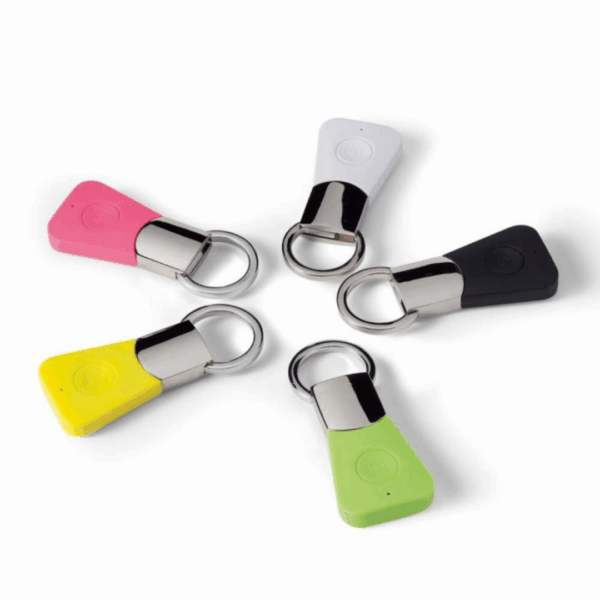 Five Personalised Selfie Keyrings arranged in a circle on a white background.