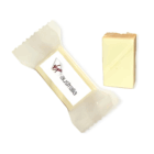 Lemon yoghurt mini bar with Australia-themed label beside a piece of the same bar.