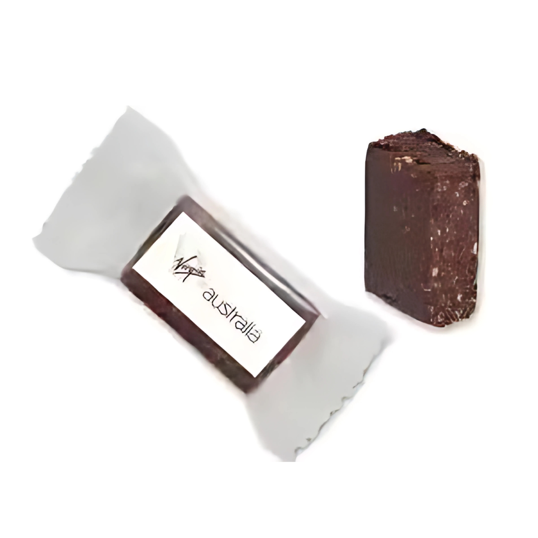 Unwrapped and wrapped Logo Emblazoned Mini Tahini Bites with Virgin Australia branding.