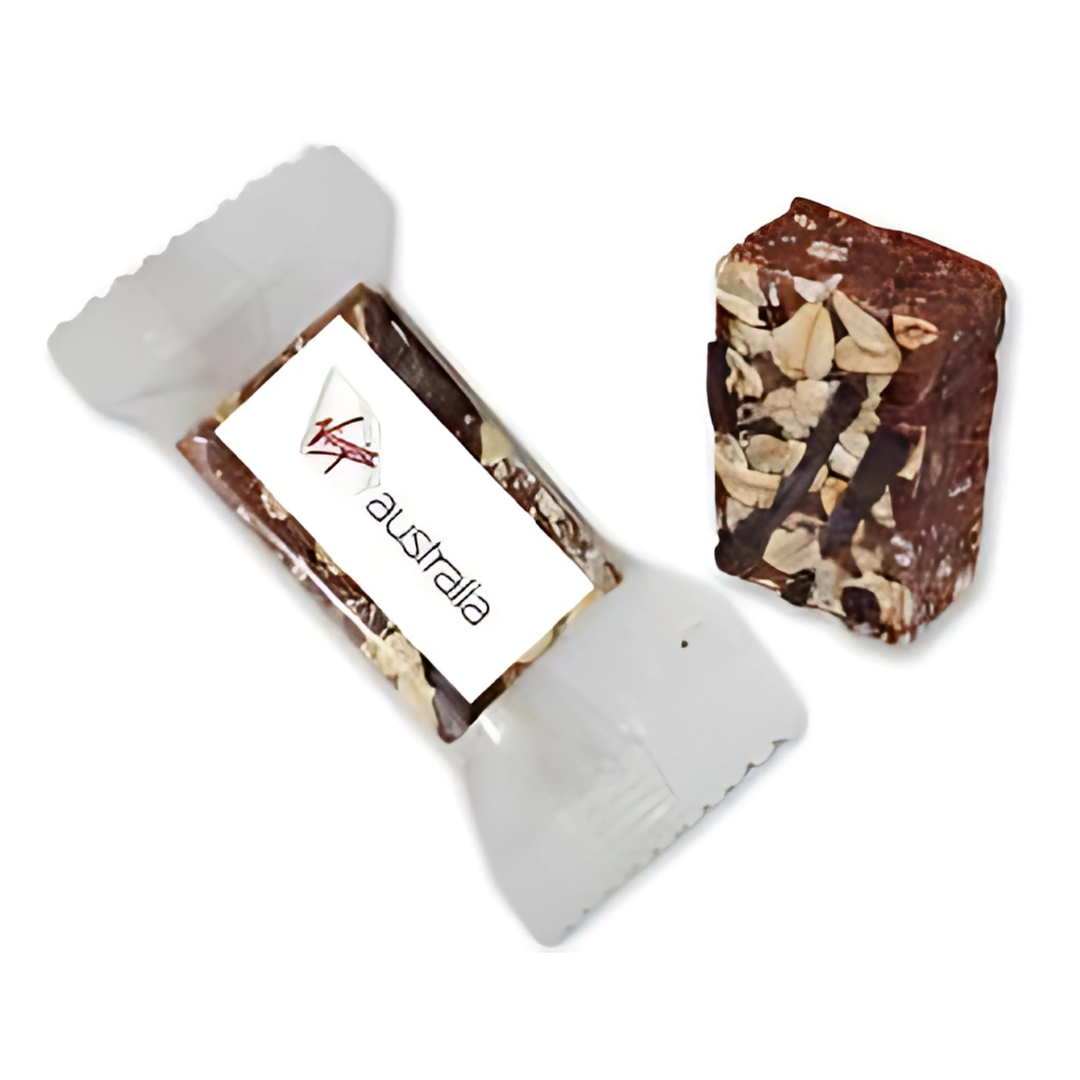Choc and Oat Bars With Customisation: one in clear Australia wrap, one unwrapped.