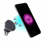 Smartphone attracted to Car Air Vent Phone Holder with illustrated magnets between them.