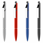 Set of four Metal Twist Stylus Phone Stands in silver, red, blue, and black with clips.