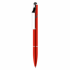 A red Metal twist Stylus Phone Stand with silver clip, shown vertically on white background.