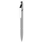 Metal twist Stylus Phone Stand pen with stylus tip and metal clip on a white background.