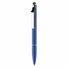 Metal twist Stylus Phone Stand with silver clip, black tip, upright on white background.