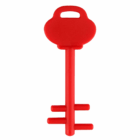 Large red Pembroke Key Phone Stand with round top and two teeth.