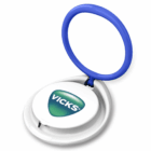 Plastic Mobile Phone Stand Ring, blue handle, shown open on white background.