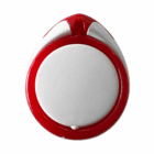 Plastic Mobile Phone Stand Ring in white and red on a white background.