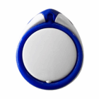 White and blue Plastic Mobile Phone Stand Ring with button, isolated on white background.