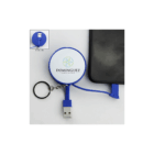 Smartphone Promotional USB Cables with Dominguez Family Dental logo by a smartphone.