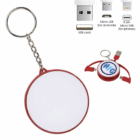 Round keychain with Smartphone Promotional USB Cables, white center, retractable design.