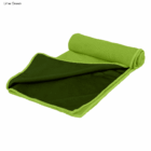 Everglades double layer cooling towel in lime green, partially unrolled on white background.