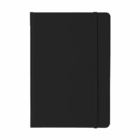 Rubber feel cover A5 notebook with elastic band on a white background.