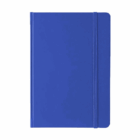 A closed blue Rubber feel cover A5 notebook with an elastic band on the right side.