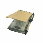 Stonepaper Mini Notebook with pen, brown cover, made from durable stone paper.