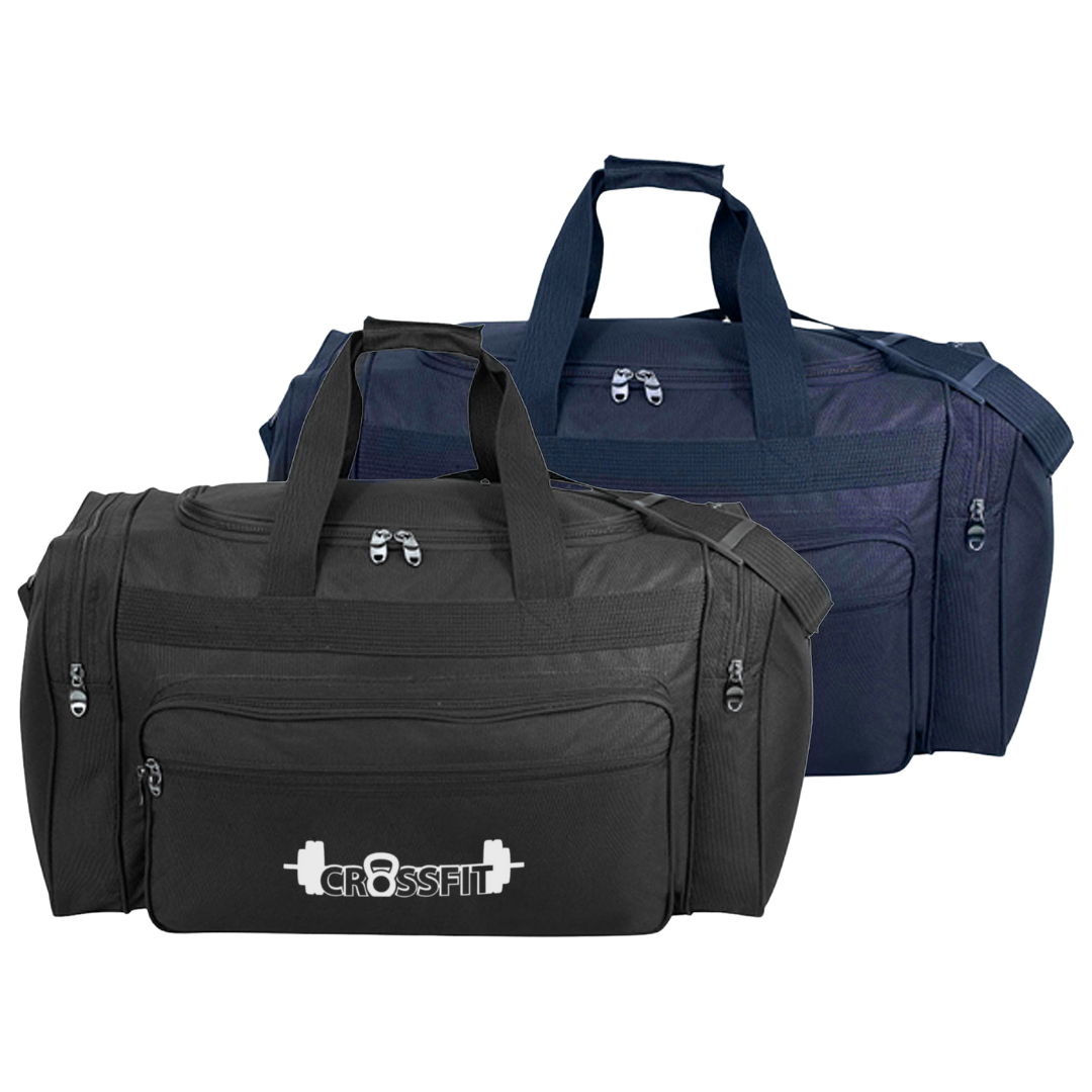 A Teton Duffle Travel Bag and a black CrossFit travel bag sit side by side.