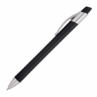 A black and silver Adio Ballpoint Pen with retractable tip and pocket clip.