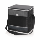 Carry Strap 12 Can Cooler Bag, black/gray, holds 12 cans, zippered insulated top.