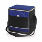 Carry Strap 12 Can Cooler Bag, blue/black, holds 12 cans with strap and mesh side pocket.