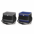 Two Carry Strap 6 Can Cooler Bags, one gray and one blue, displayed side by side.