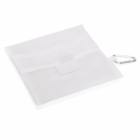 White foldable bag with front pocket, metal clip, plus Echo Sports towel 30x60cm inside.