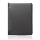 Port A4 Zipper Compendium, black with white stitching, shown closed and upright on white.