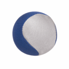 A round blue and white Schwimmer Skimma Ball on a white background.