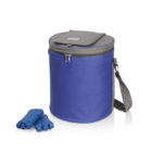 Solihull Picnic Cooler with shoulder strap and two blue ice packs, perfect for trips.