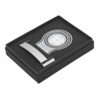Arizona Customised Gift Box with a silver clock & card holder in black foam.