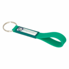 Dekota Silicon Loop Key Ring: green silicone with metal ring and Napster logo; great for promotion.