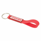 Red Dekota Silicon Loop Promotional Key Ring with metal ring and flexible silicon strap.