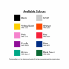 Dekota Silicon Loop Key Ring colour chart with 10 labelled colour squares.
