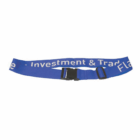 Maryland Promotional Luggage Strap in blue with white text and a black plastic buckle.