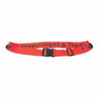 Maryland Promotional Luggage Strap: red, adjustable, black buckle, partial text Investment & Tra.