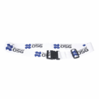 Maryland Promotional Luggage Strap: white with blue OSG logos and a black buckle.