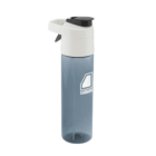Tall Nestle Spray Water Bottle, gray with white-black flip lid and Carbon logo on the side.