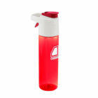 Red Nestle Spray Water Bottle with white graphic and red flip-top lid.