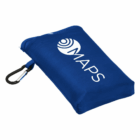 Blue pouch with MAPS logo, black carabiner, fits Perila Promotional Picnic Mats.