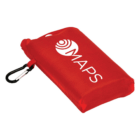 Red pouch w/ MAPS logo, black carabiner—ideal for Perila Promotional Picnic Mats storage.